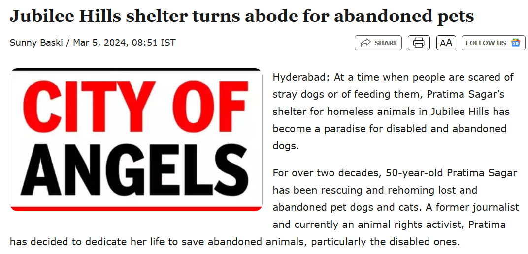 Jubilee Hills Shelter Becomes a Paradise for Abandoned Pets